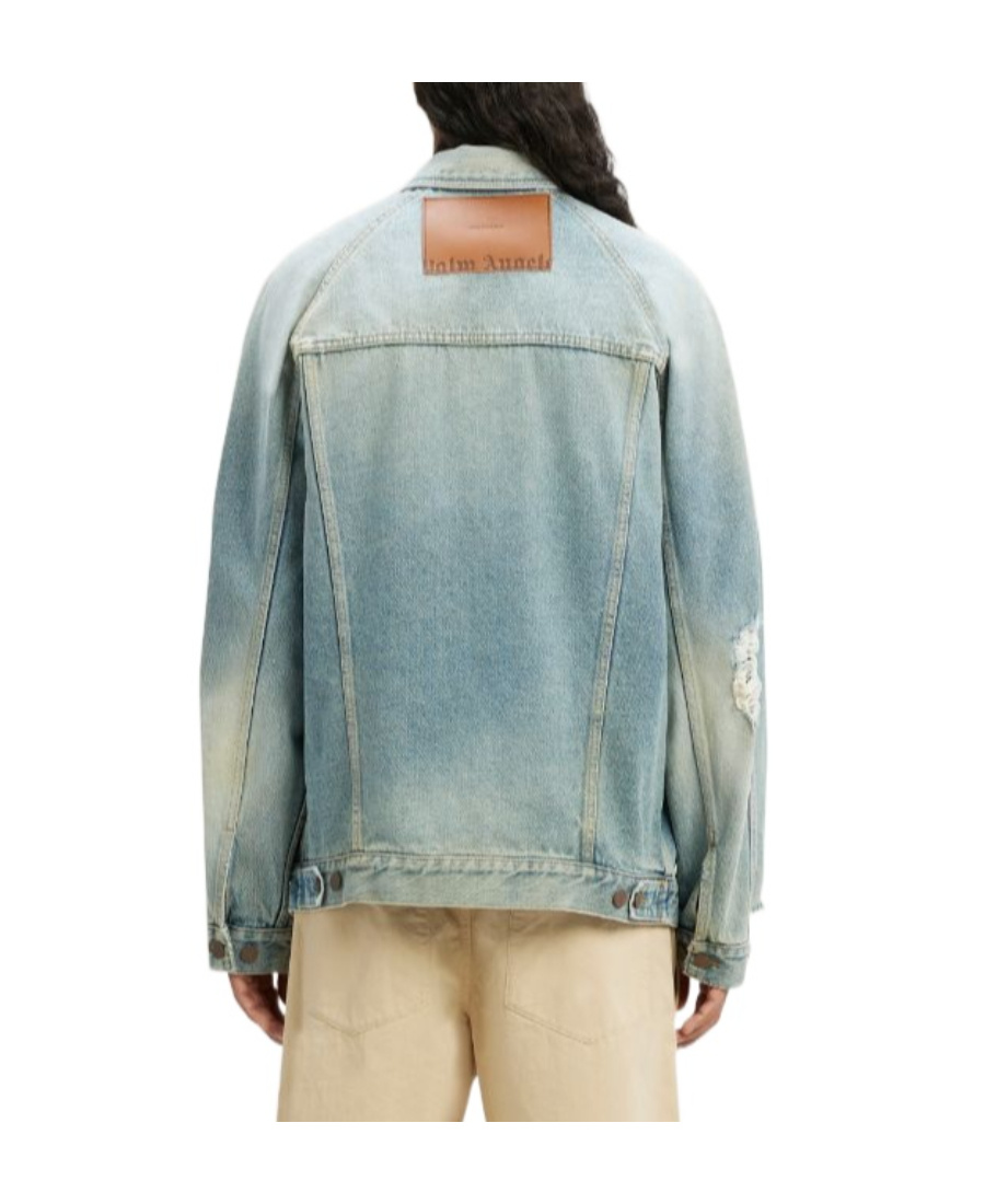 PALM ANGELS PALM ANGELS DISTRESSED LOGO PATCH JACKET