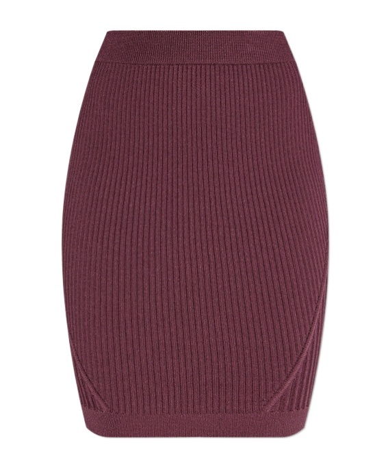 Balmain Ribbed Mini Skirt In Purple