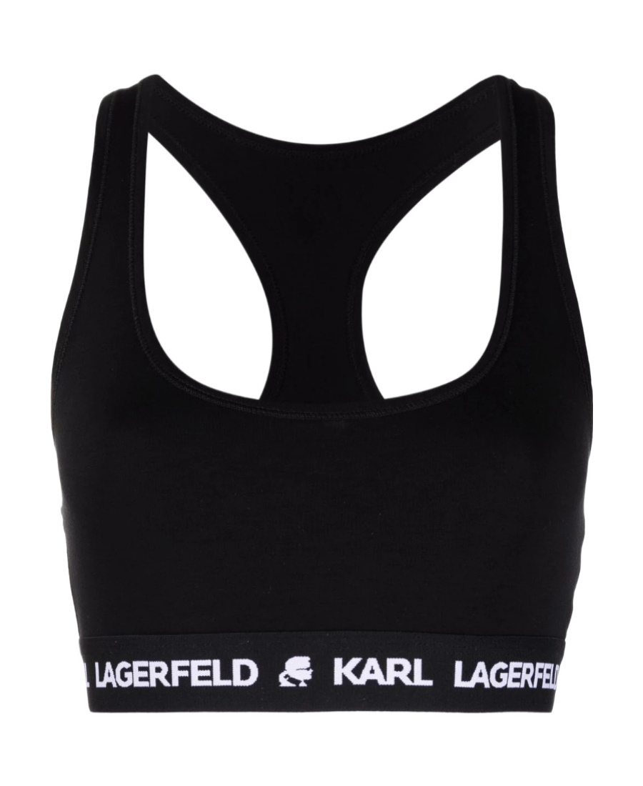 Karl Lagerfeld Logo Bra With Bottom In Black