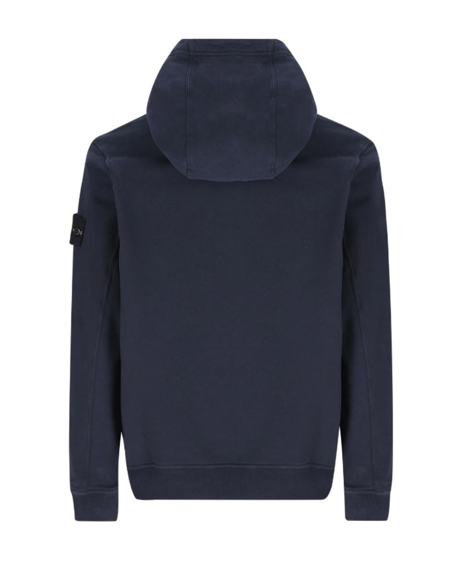 Stone Island Relaxed Fit Black Hoodie In Blue
