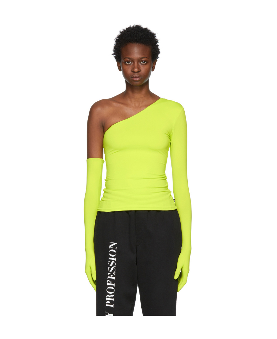 Vetements Yellow Single-shoulder Glove T-shirt In Yellow