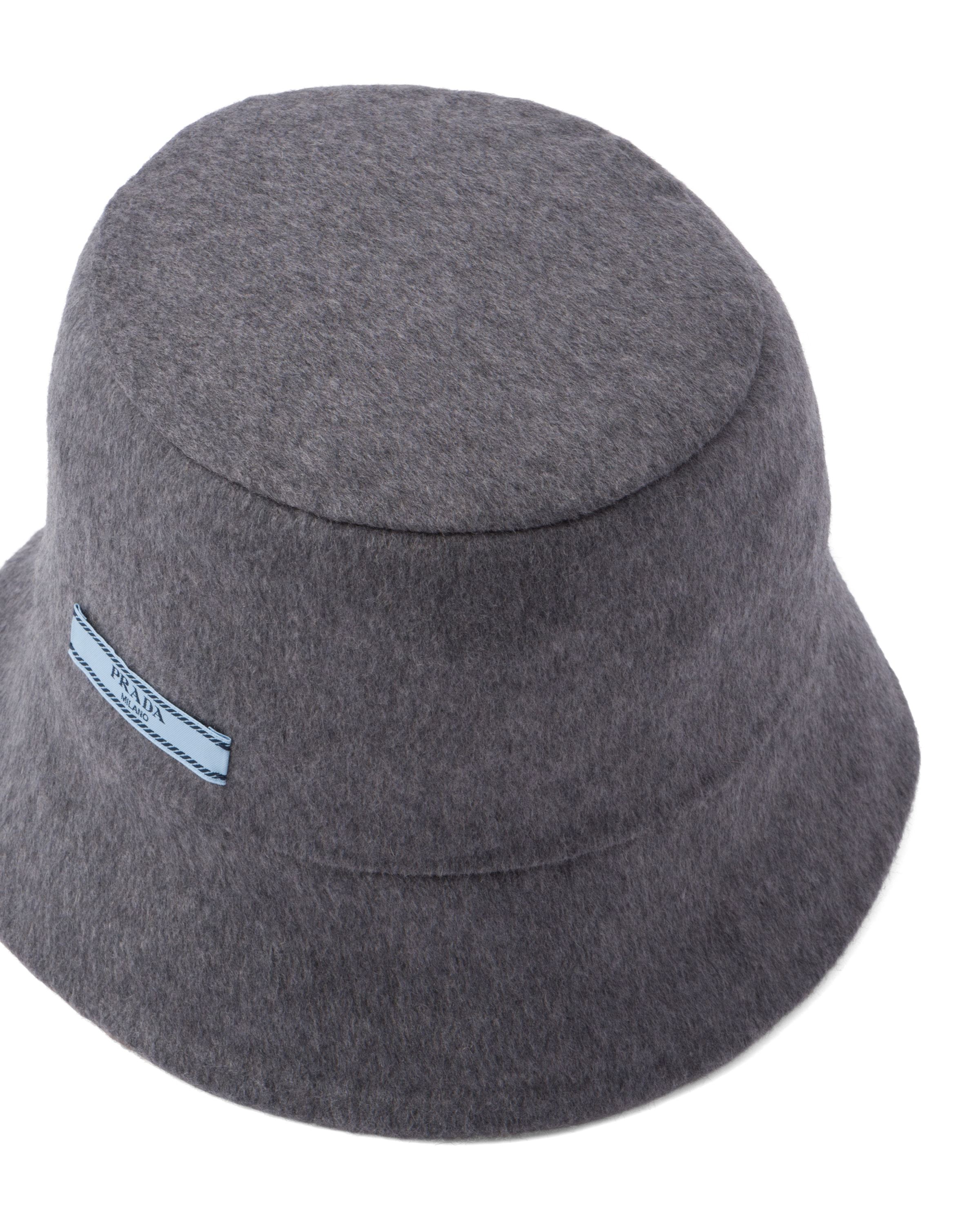 Prada Logo-patch Cashmere Bucket Hat In Black