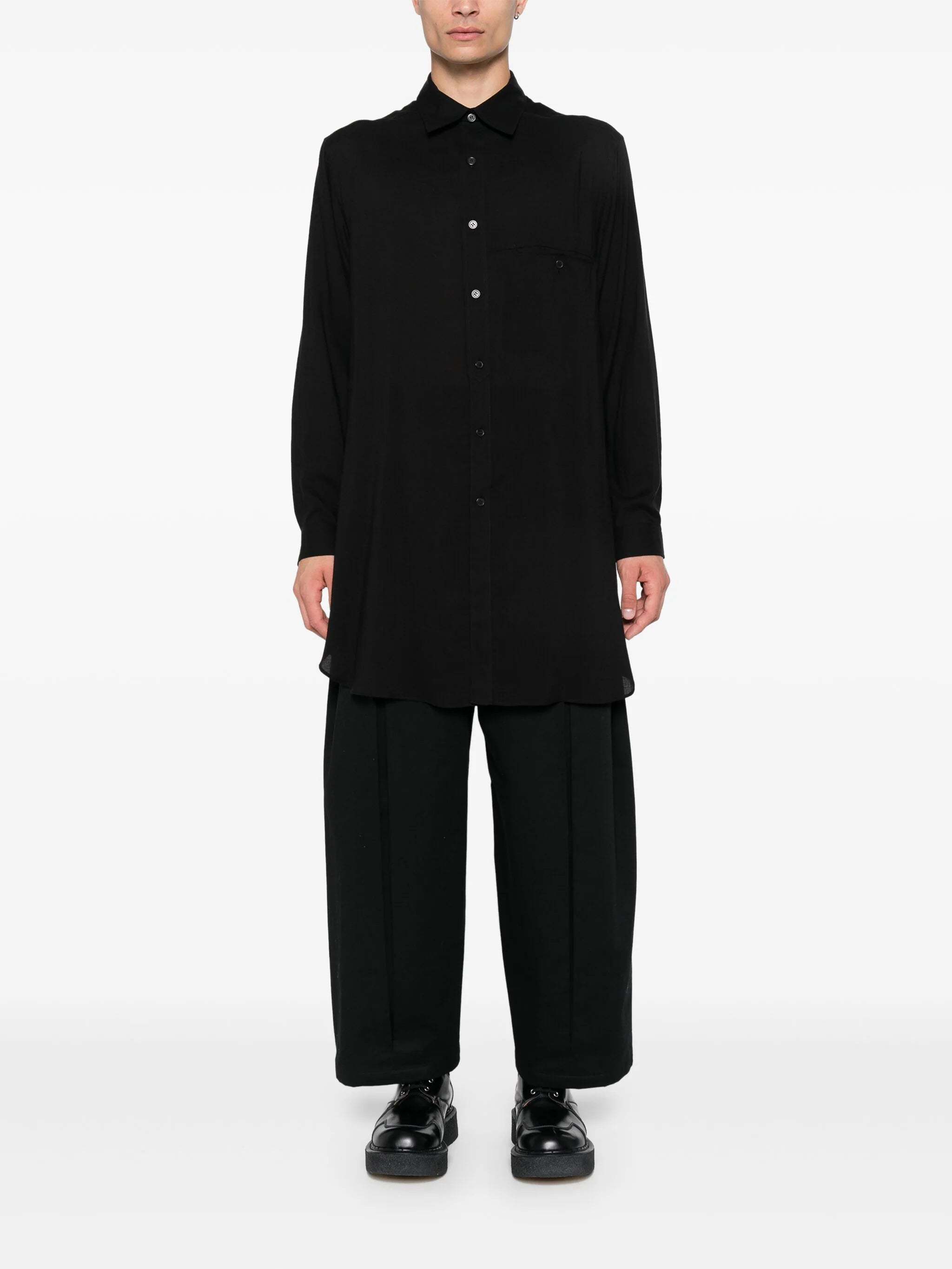 Yohji Yamamoto Layered-collar Shirt In Black