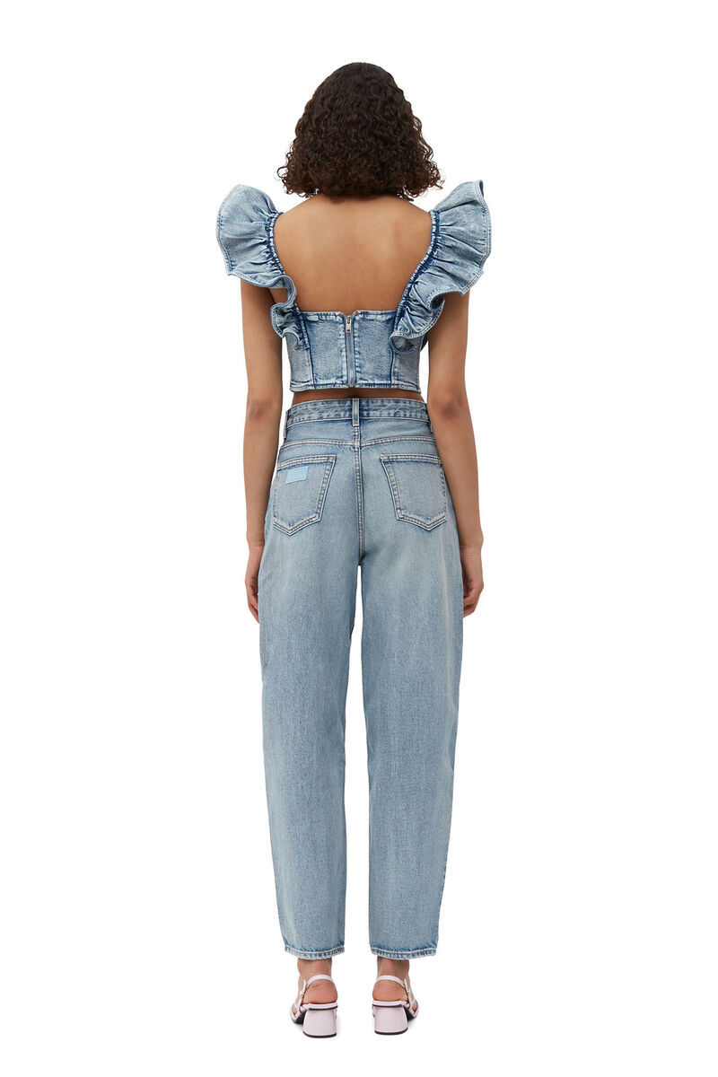 Ganni Rigid Stary Jeans In Light Blue Vintage In Blue