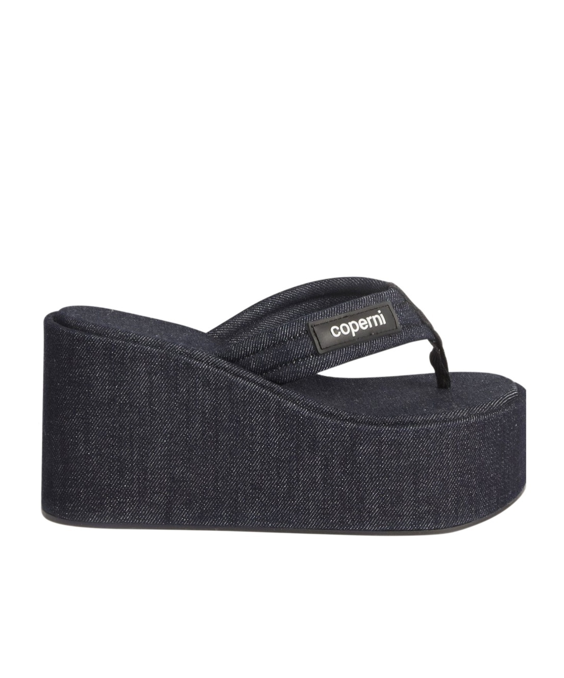 Coperni Blue Wedge Denim Sandals In Black