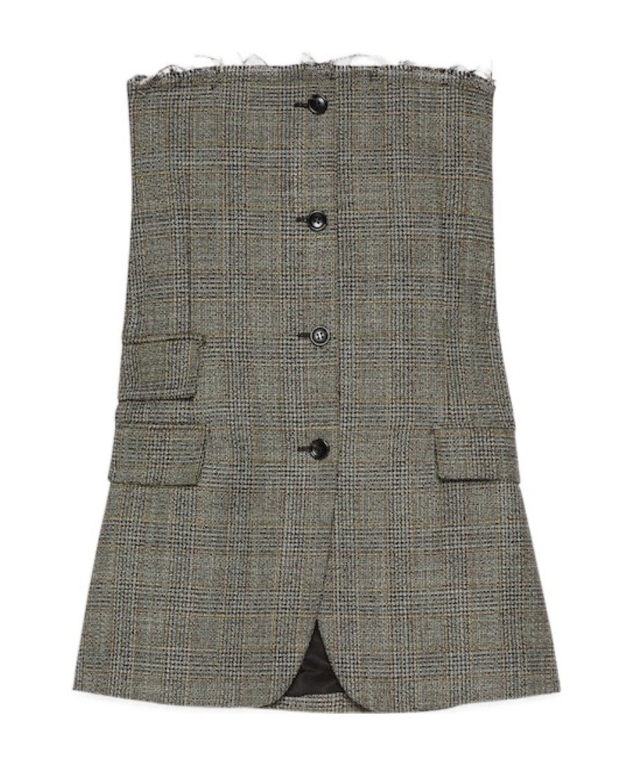 Gucci Prince Of Wales Wool Minidress In Gray