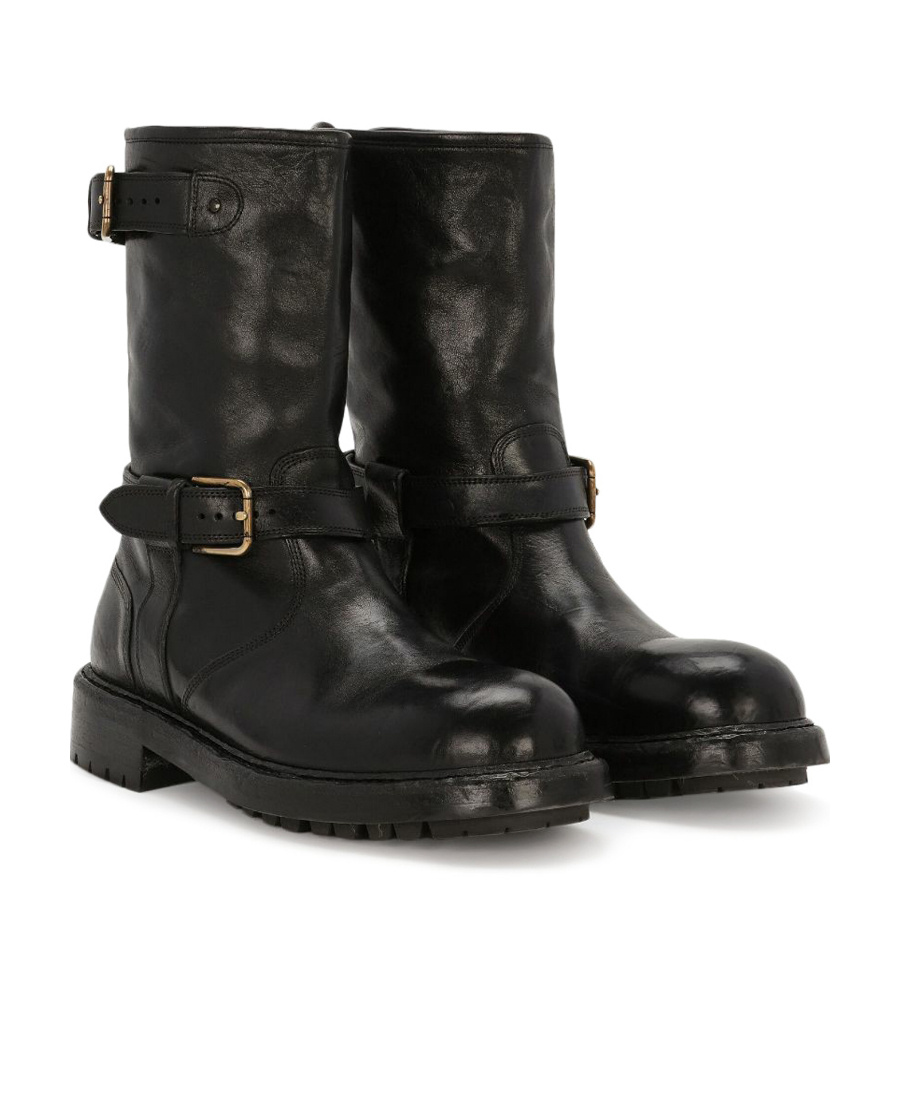 Dolce & Gabbana Horseride Leather Boots In Black