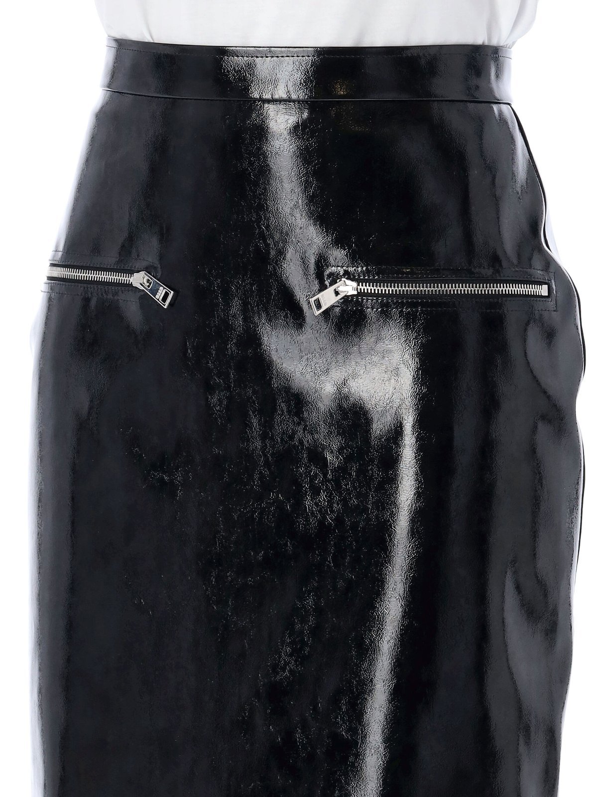 Msgm Faux-leather Zipped Midi Skirt In Black