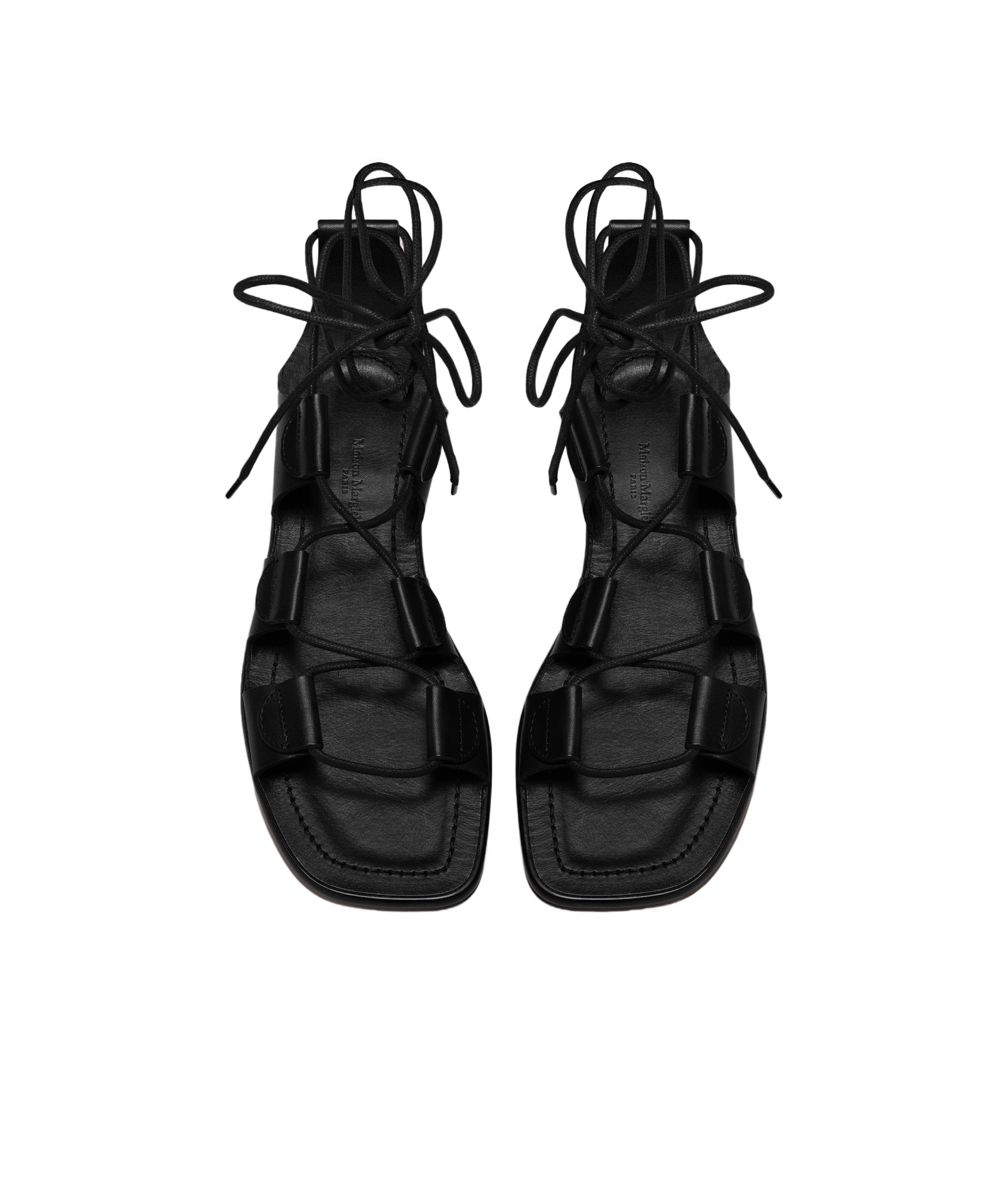 Maison Margiela Laced Leather Sandals In Black
