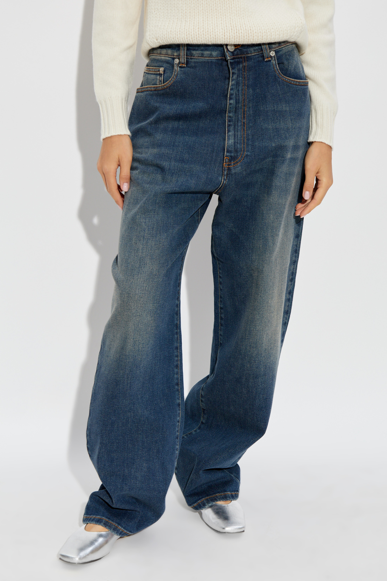 Fabiana Filippi Belt-loop Jeans In Blue