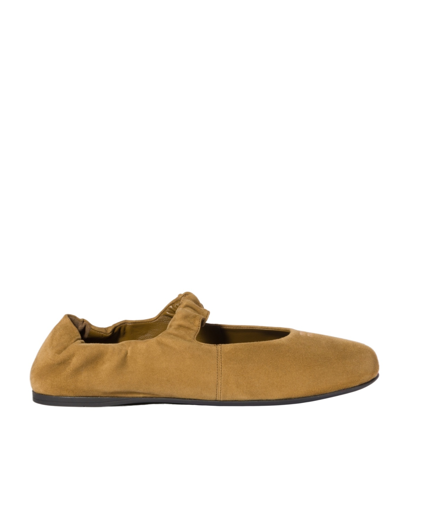 Miu Miu Ruches Suede Ballerinas In Green