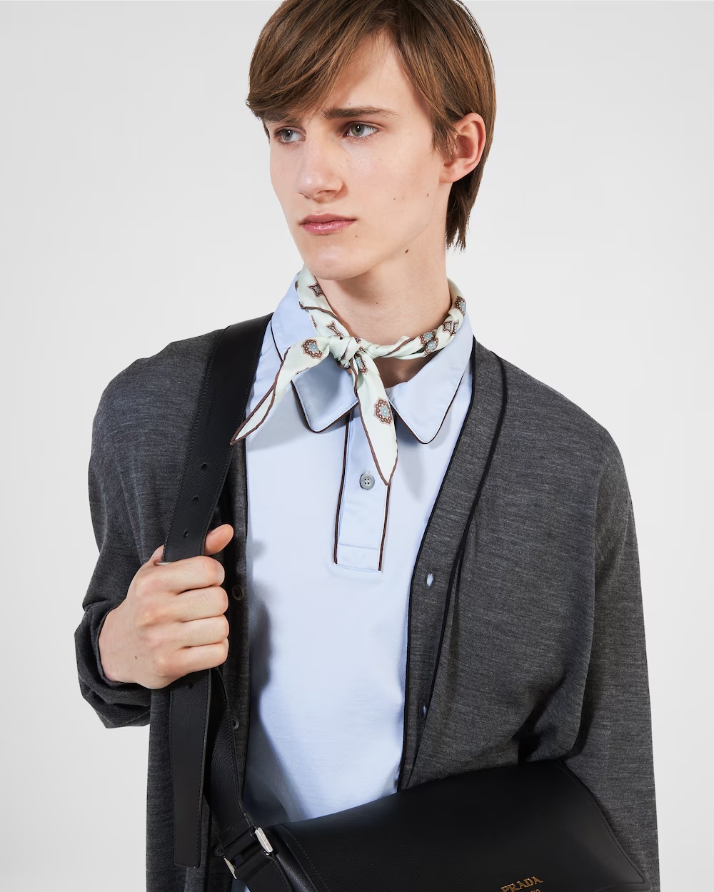 Prada Wool Cardigan In Slate Grey