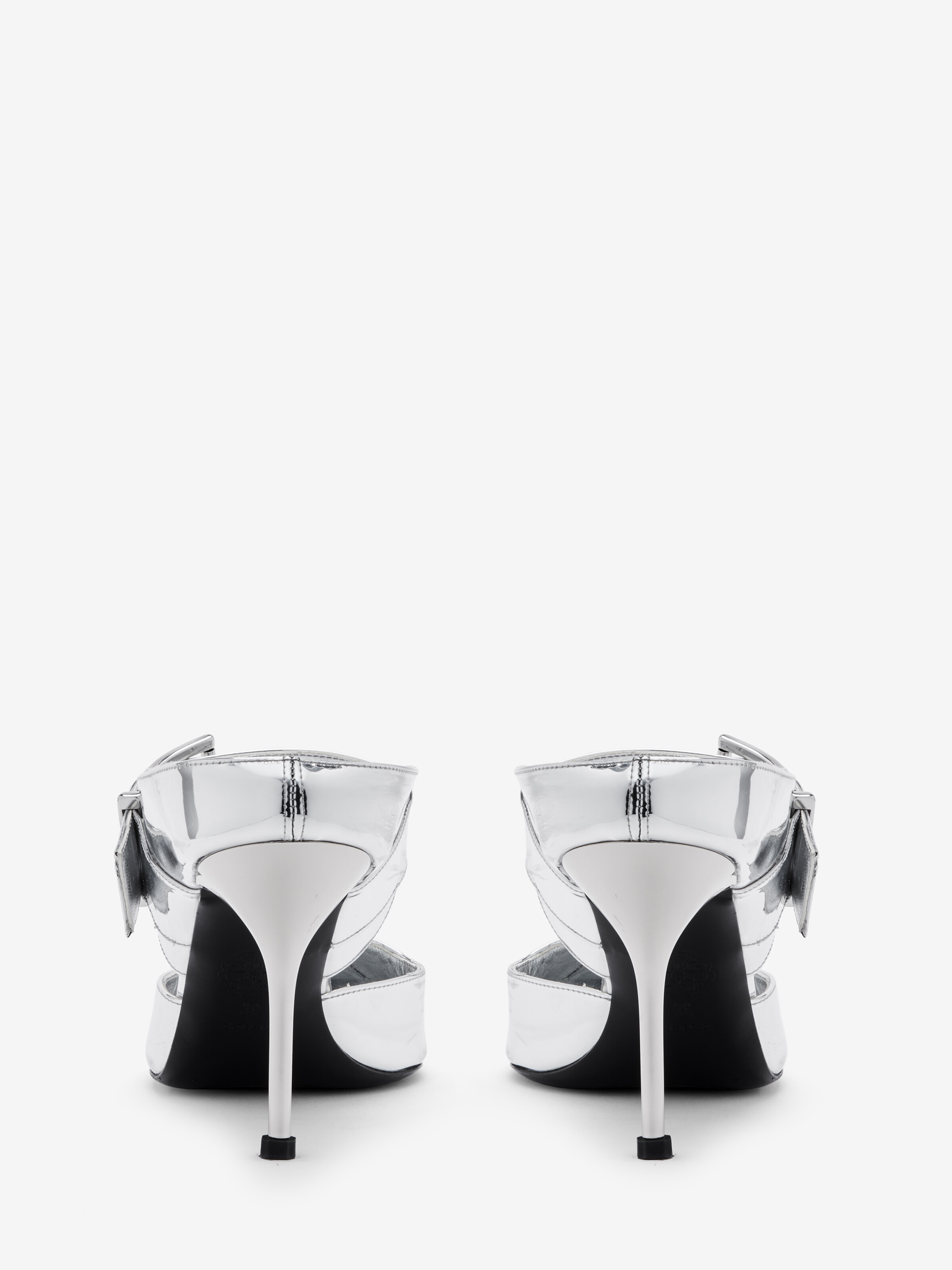 Alexander Mcqueen Punk Sandals With Buckle In Silver In White