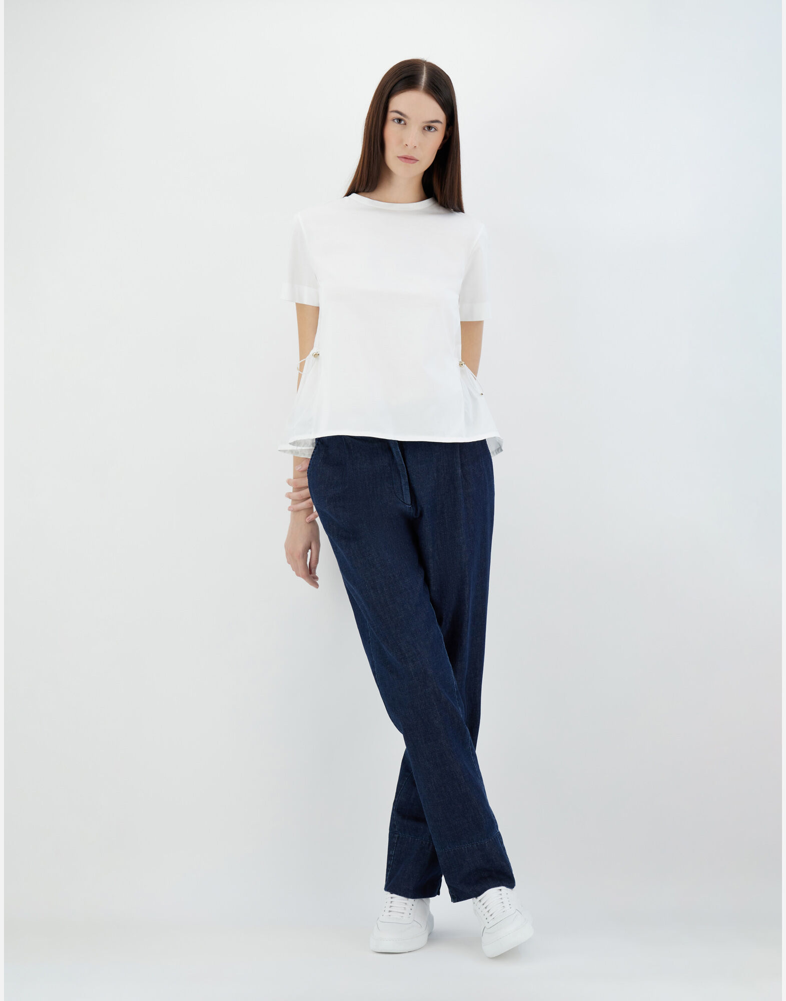 Herno T-shirt In Chic Cotton Jersey And New Techno Taffeta In White