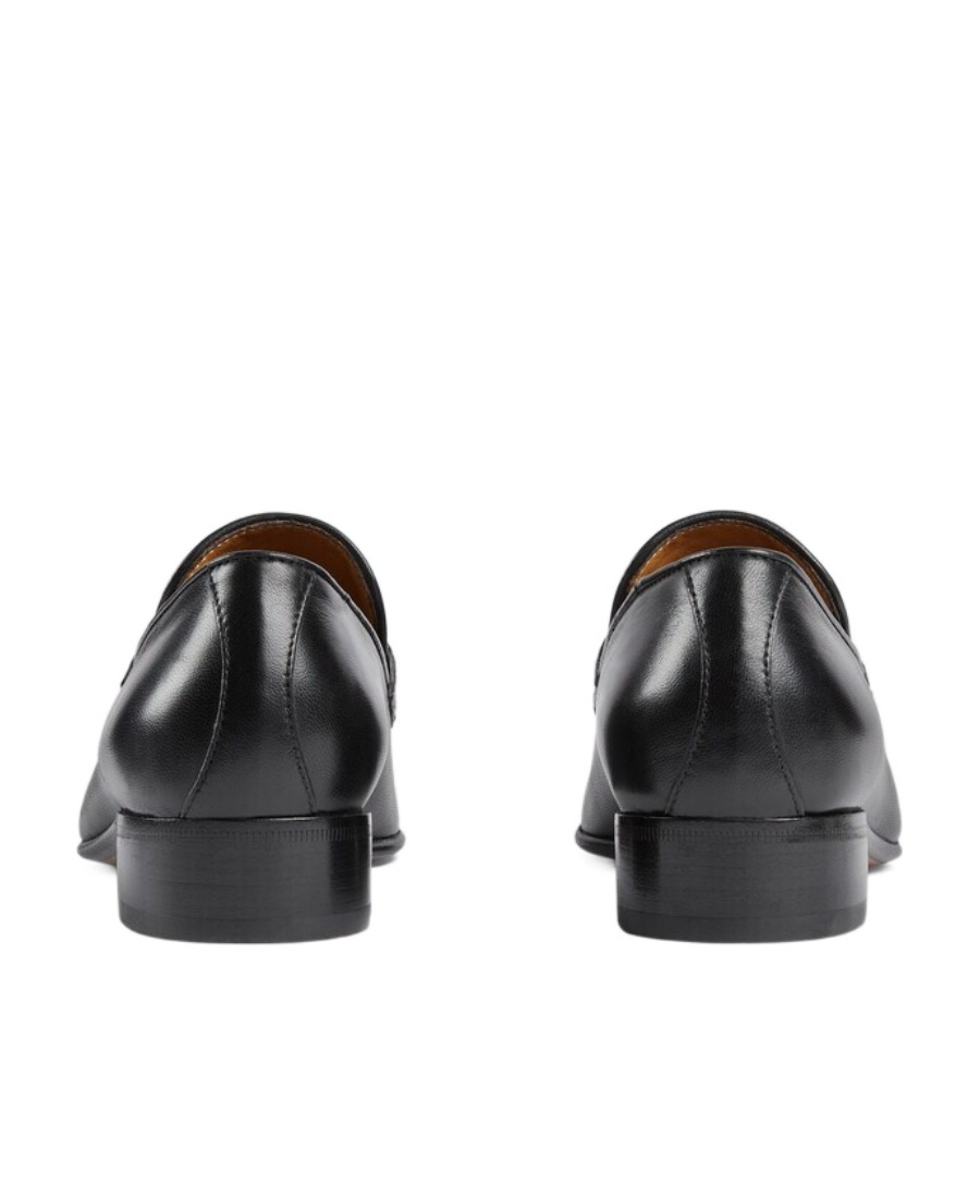 Gucci Black Horsebit Interlocking G Loafers In Black
