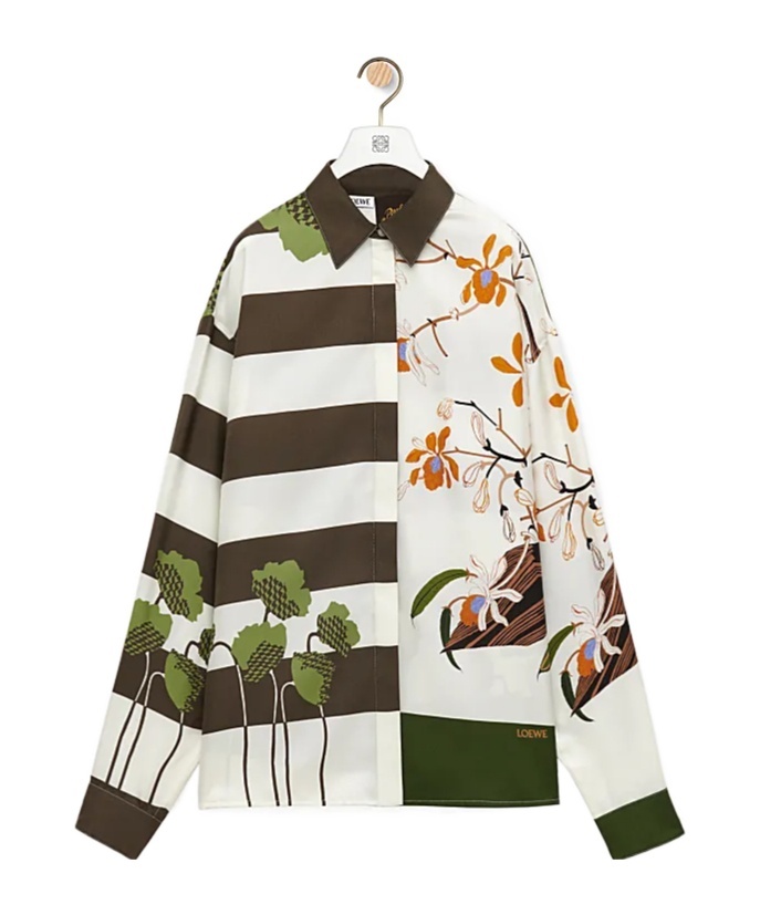 Shop Loewe Shirt In Silk In White