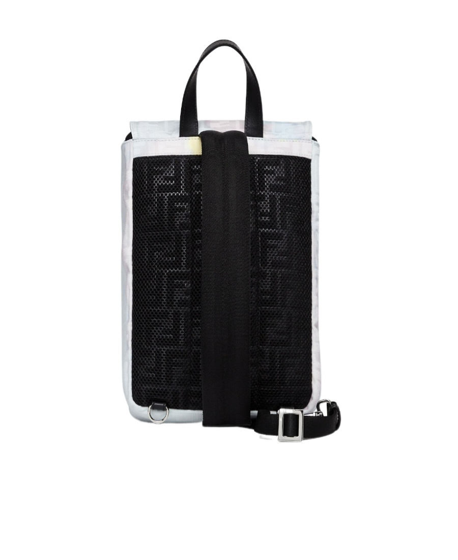 Fendi Ness Jacquard Small Backpack In White