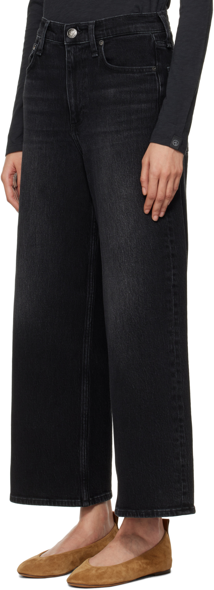 Shop Rag & Bone Wide Leg Jeans In Black