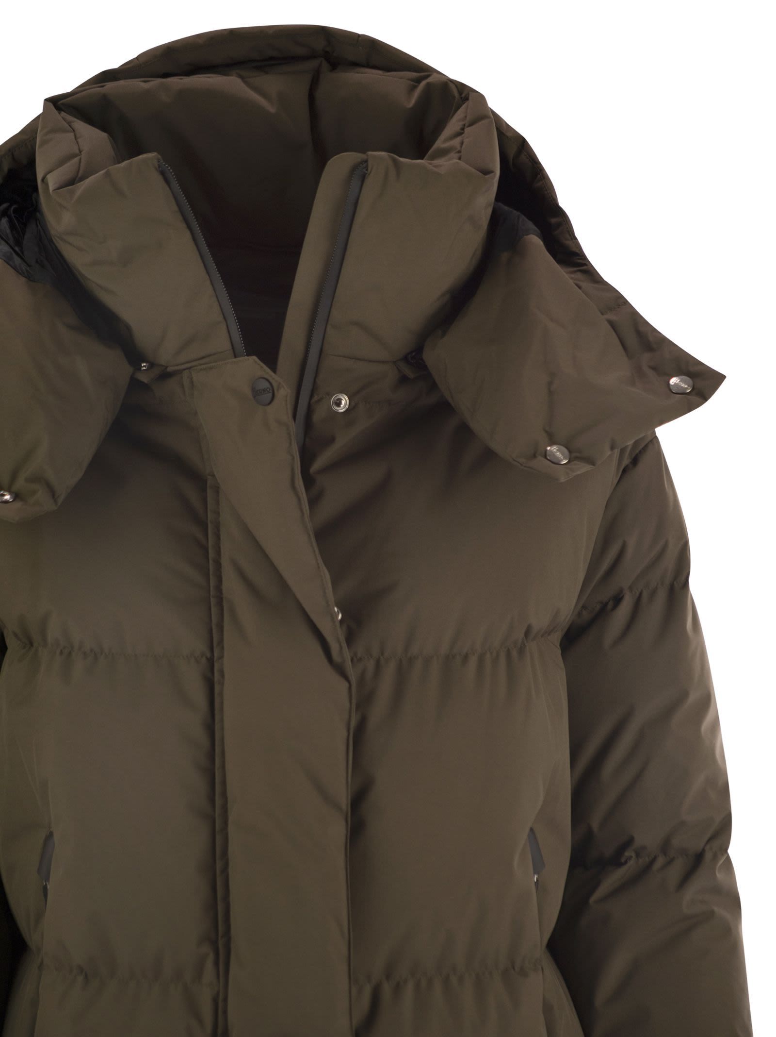 Herno Quilted Down Jacket With Hood And Vents In Brown