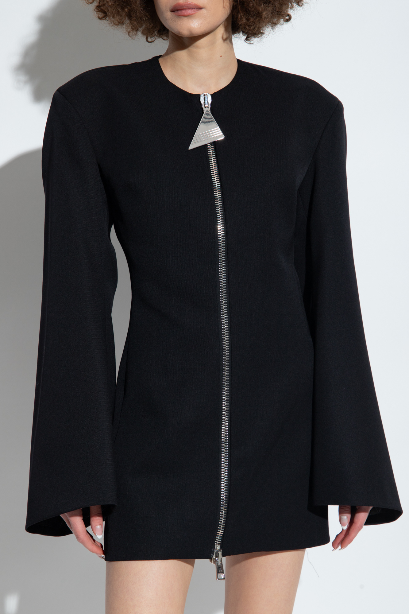 Attico The  Zip-up Mini Dress In Black