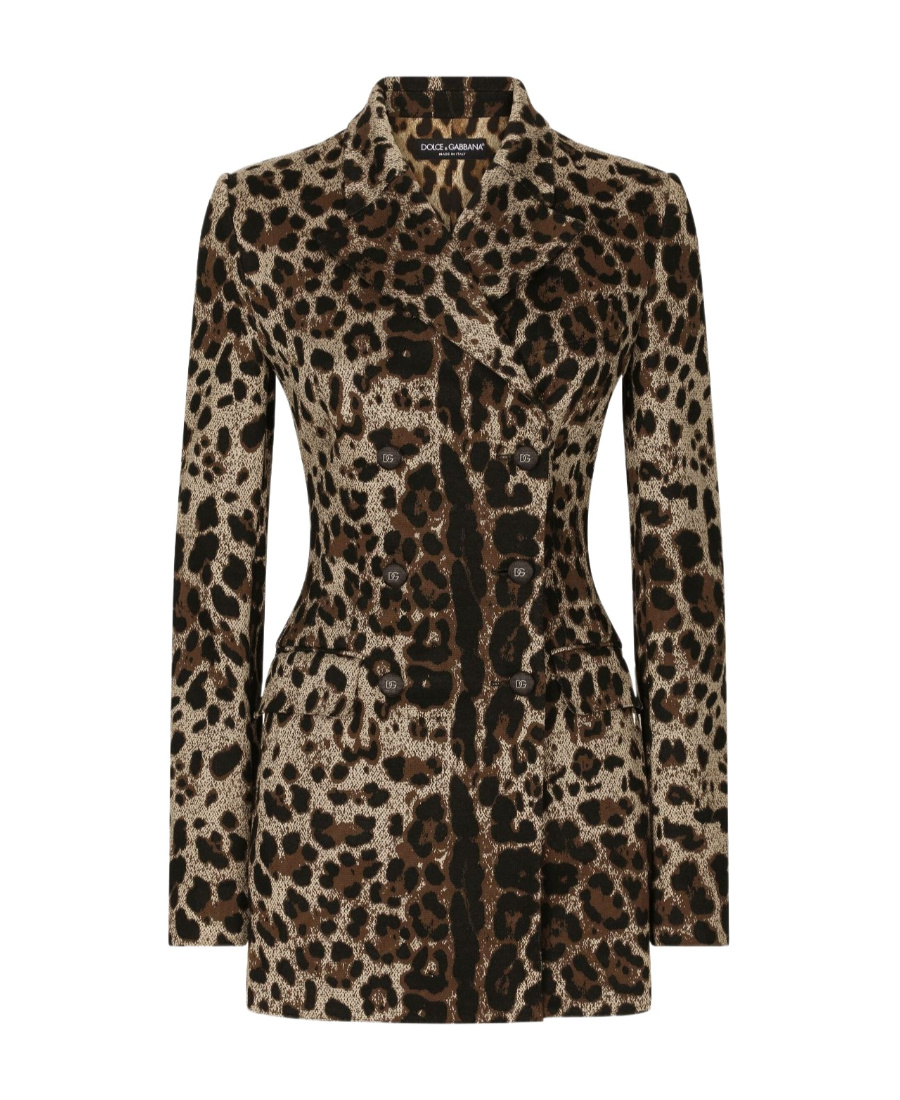 Dolce & Gabbana Leopard-print Double-breasted Blazer In Black