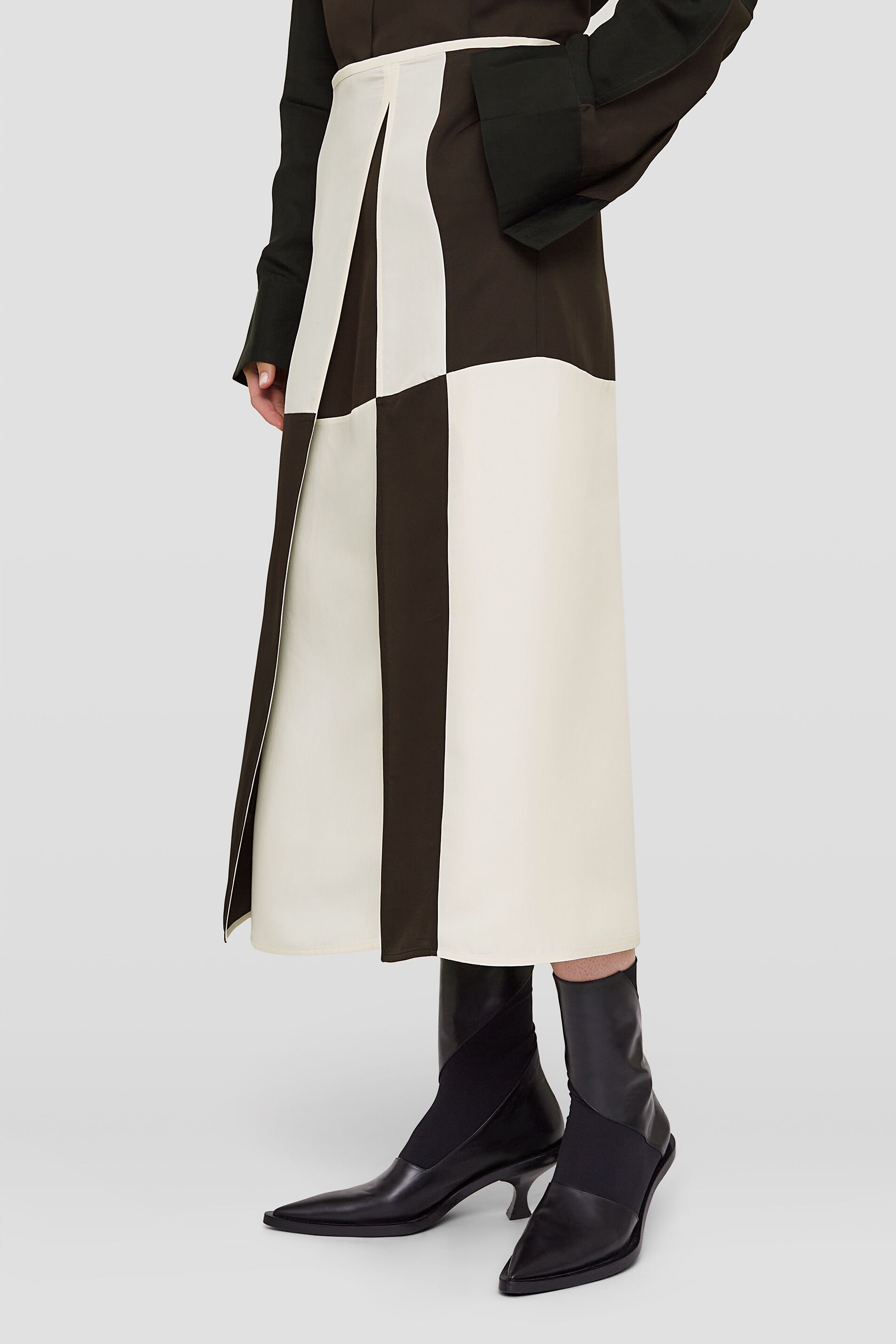 Jil Sander Colour-block Midi Skirt In White