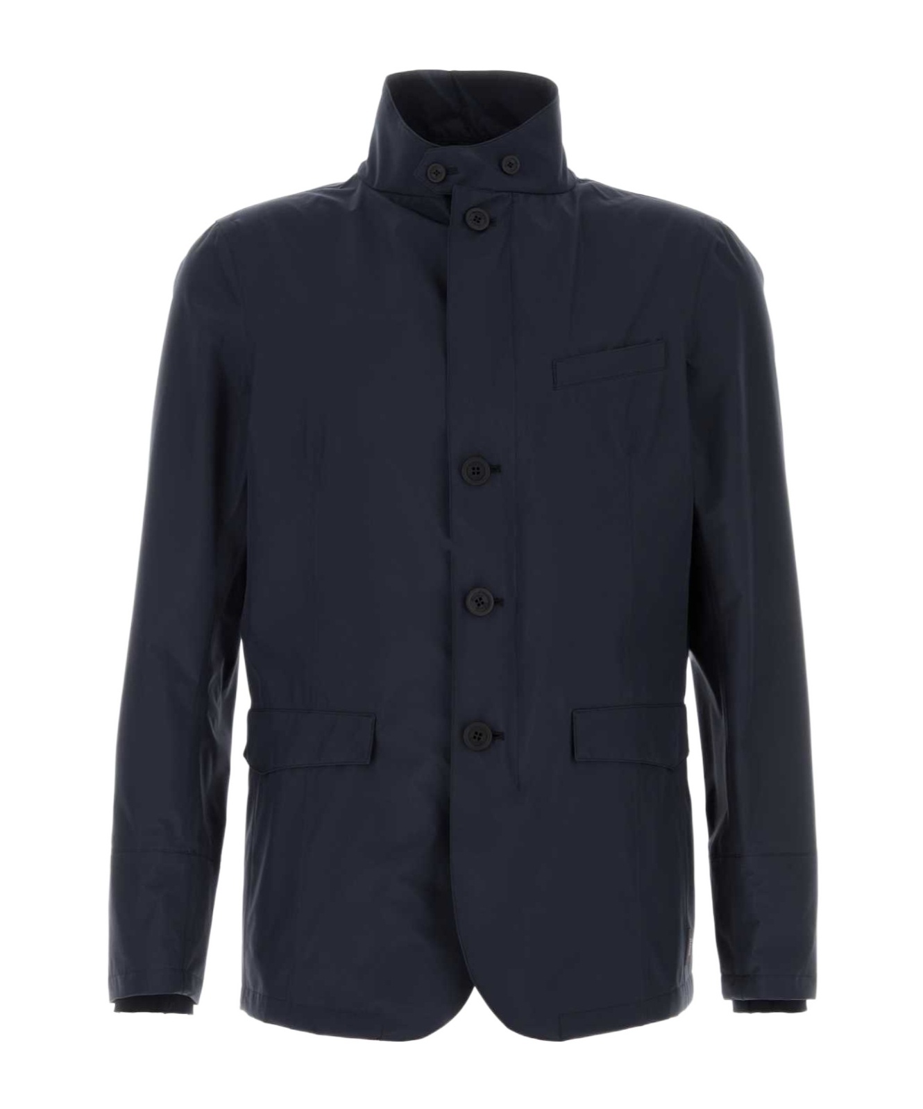 Herno Polyester Jacket With Chest And Flap Pockets In Black