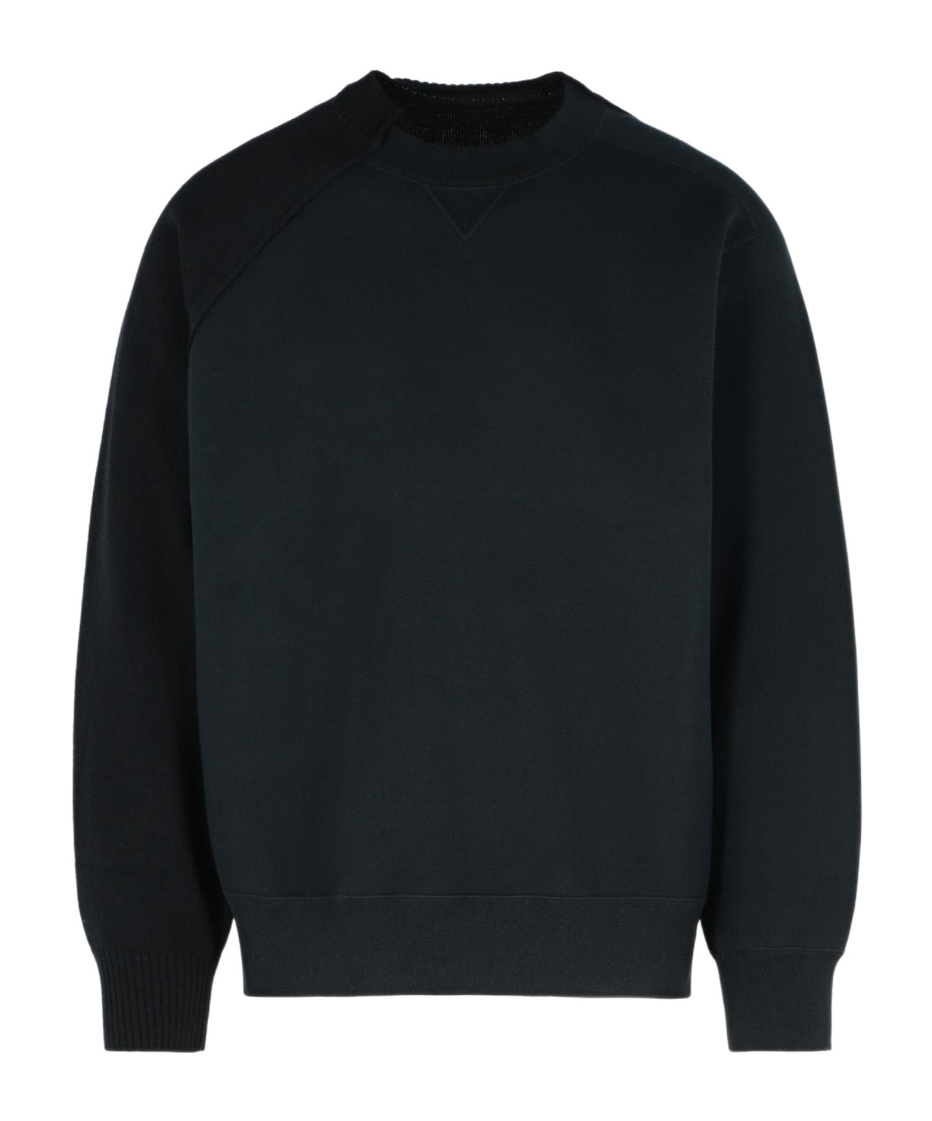 Sacai Wool Crew Neck Sweater In Blue