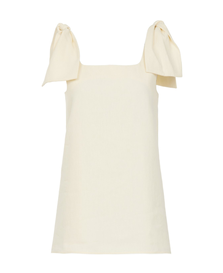 CHLOÉ BOW-DETAIL LINEN TANK TOP