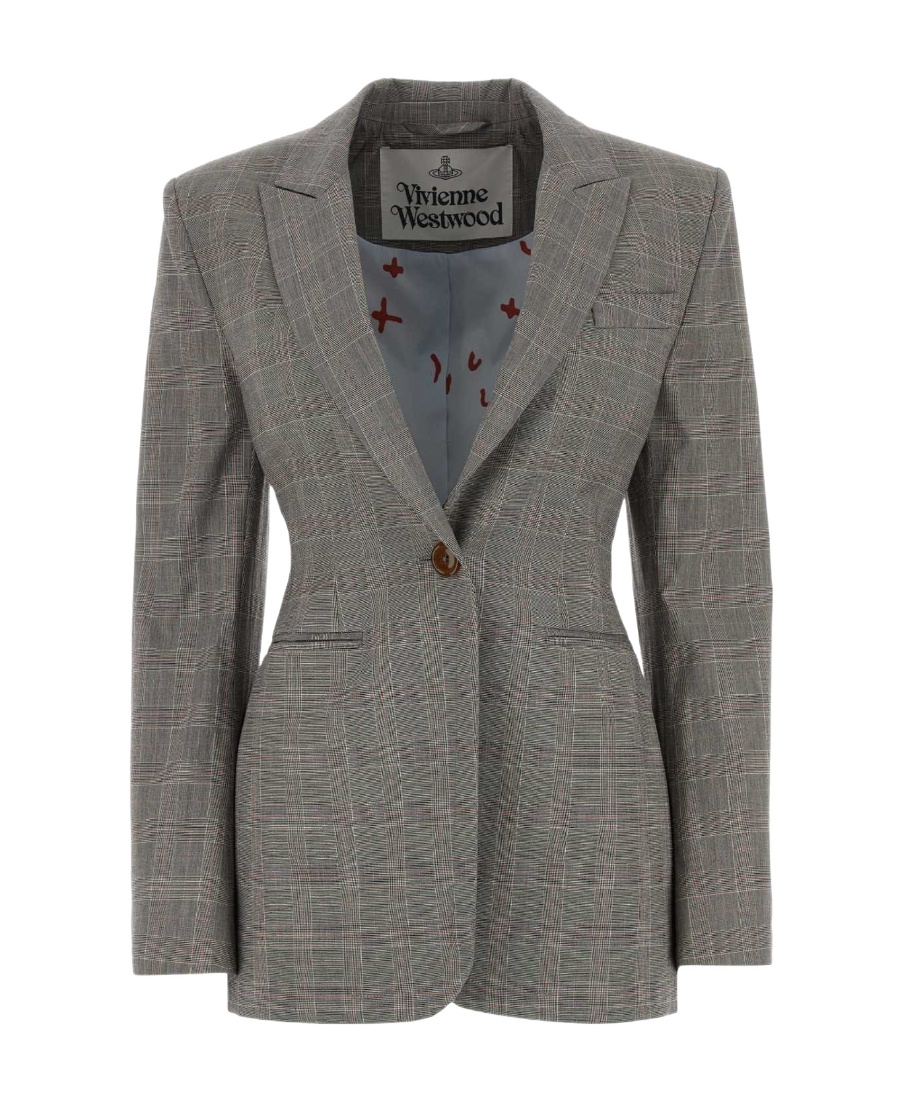 Vivienne Westwood Embroidered Stretch Cotton Blazer In Gray