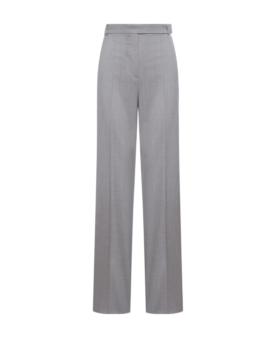 Shop Max Mara Straight Wool Casual Trousers In Gray