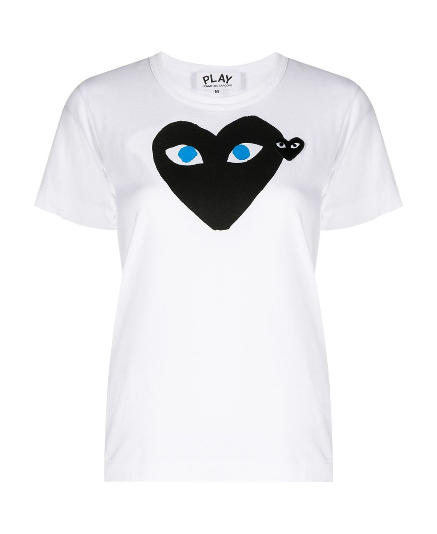 Comme Des Garçons Play Heart Print T-shirt In White