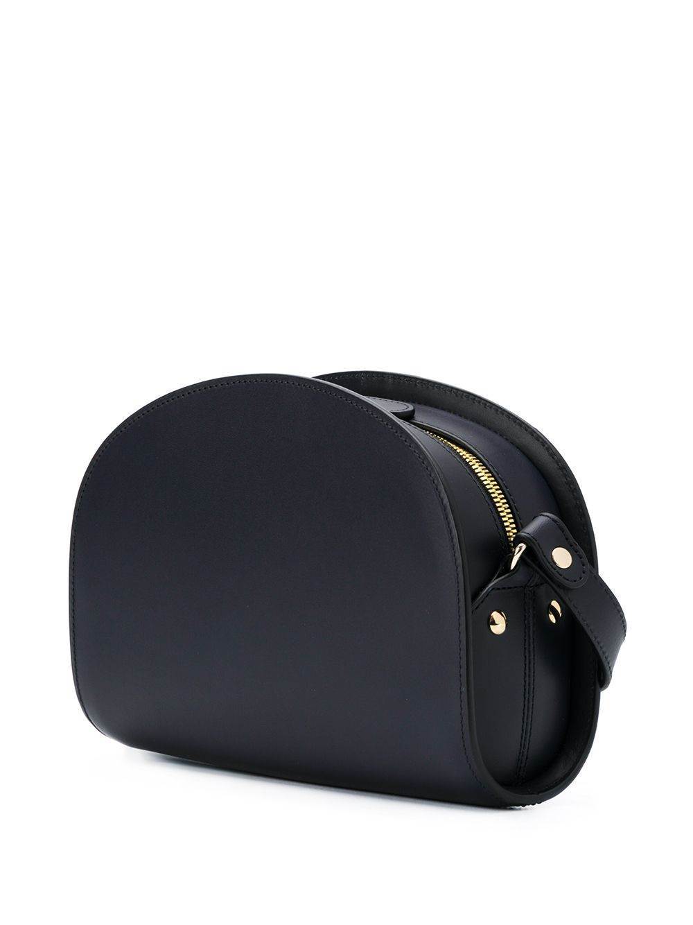 Apc A.p.c. Women Black Leather Mini Demi Lune Shoulder Bag In Black