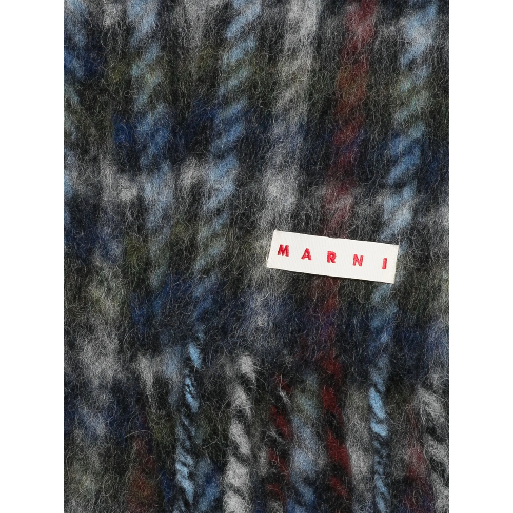 Marni Soft Fringed Scarf Multicolored Pattern In Black