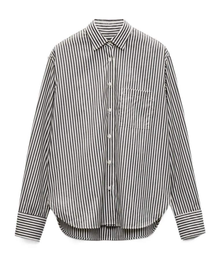 Rag & Bone Connie Striped Poplin Shirt In Black