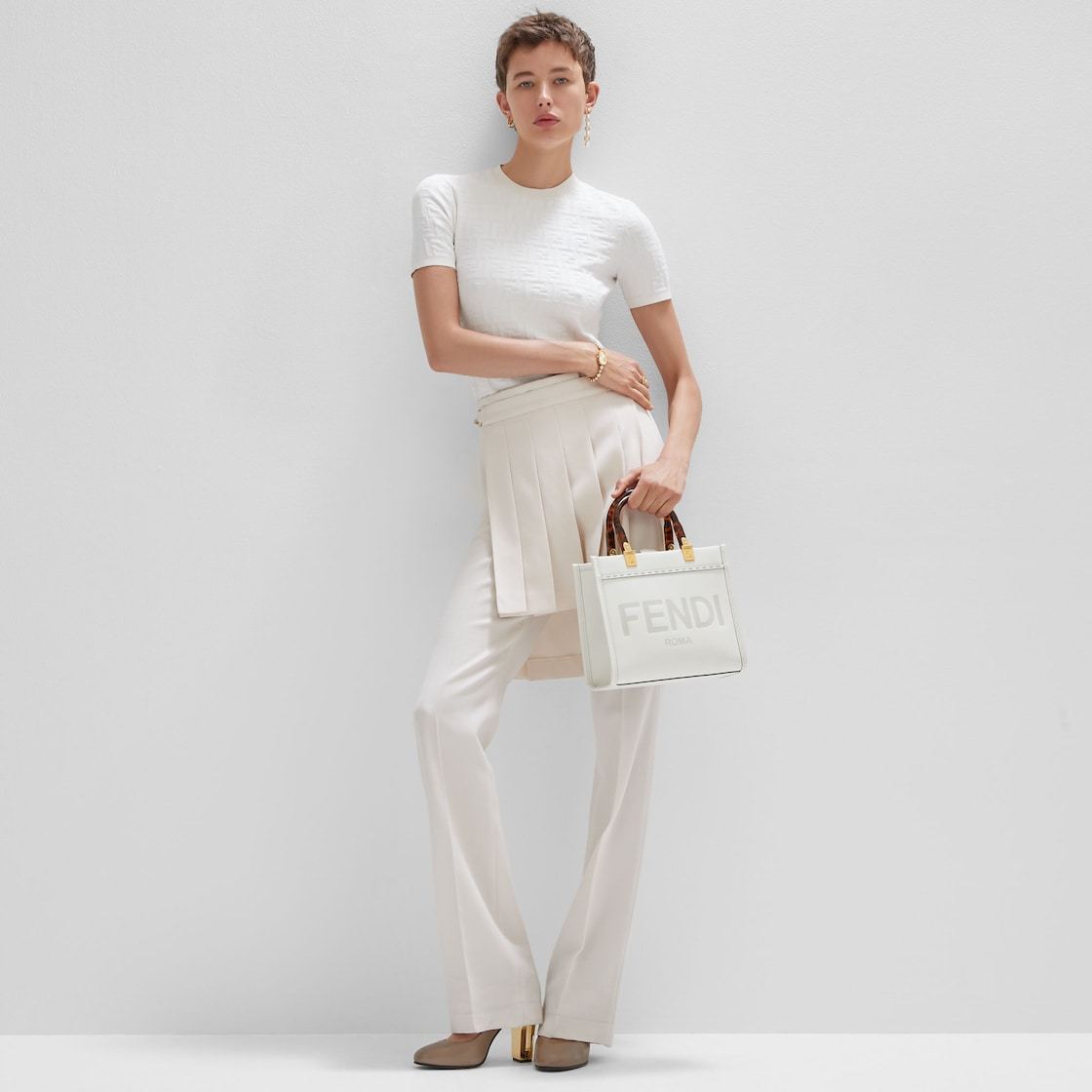 FENDI WHITE FF VISCOSE JUMPER