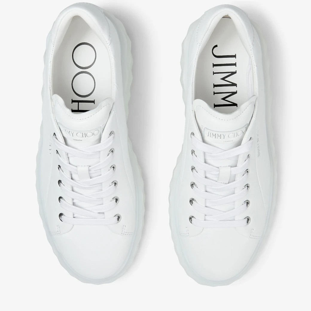 Jimmy Choo Diamond Light/f Leather Sneakers In White