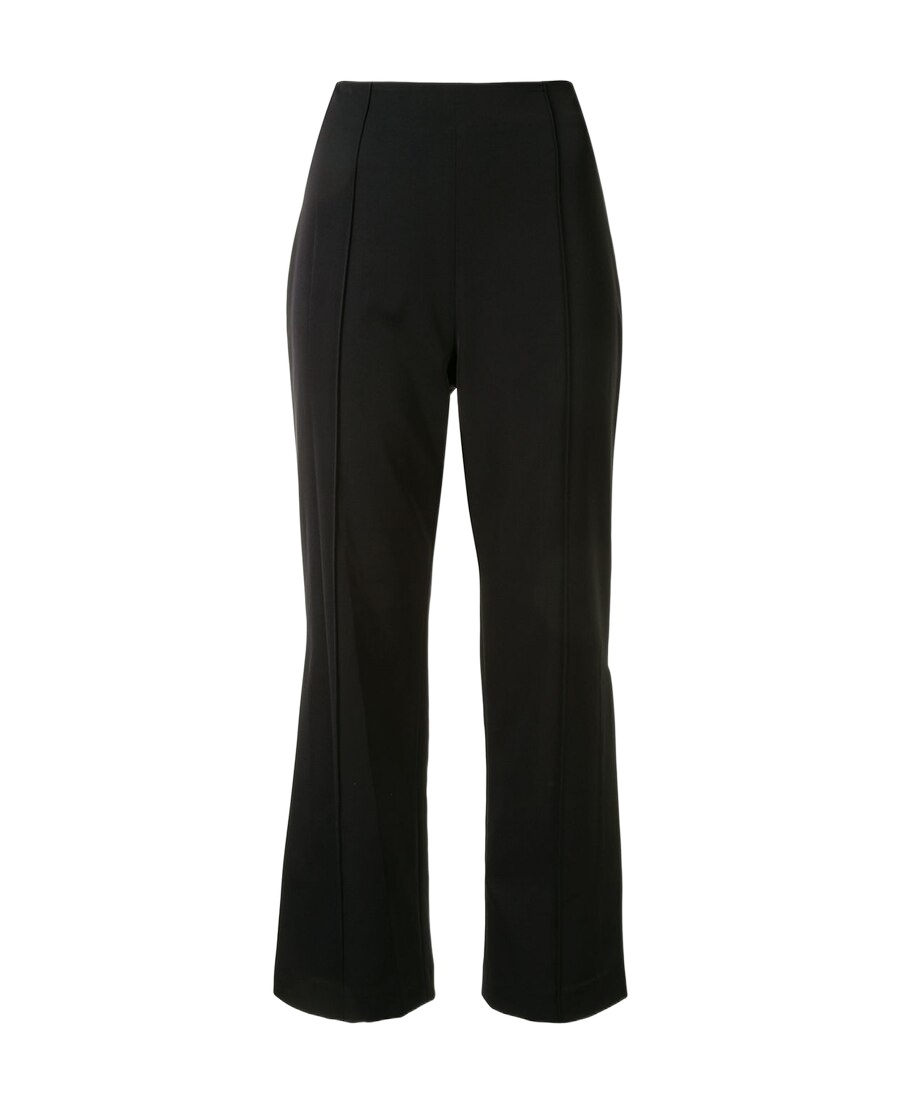 Jonathan Simkhai Cropped Flared Trousers With Side Slit Lace In Black