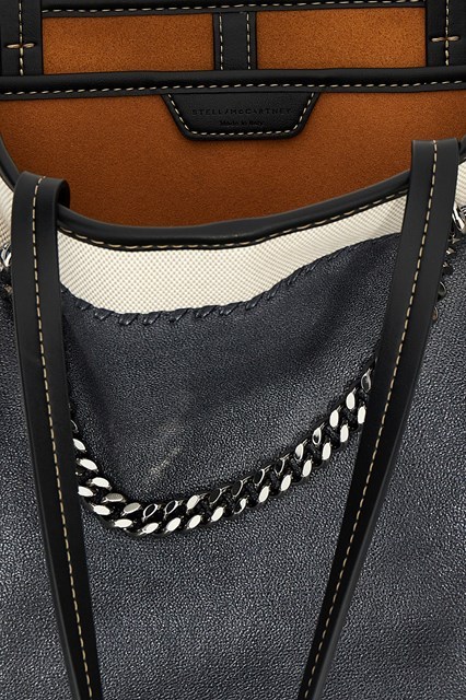 Stella Mccartney Trompe Loeil Print On Shopping Bag In Black