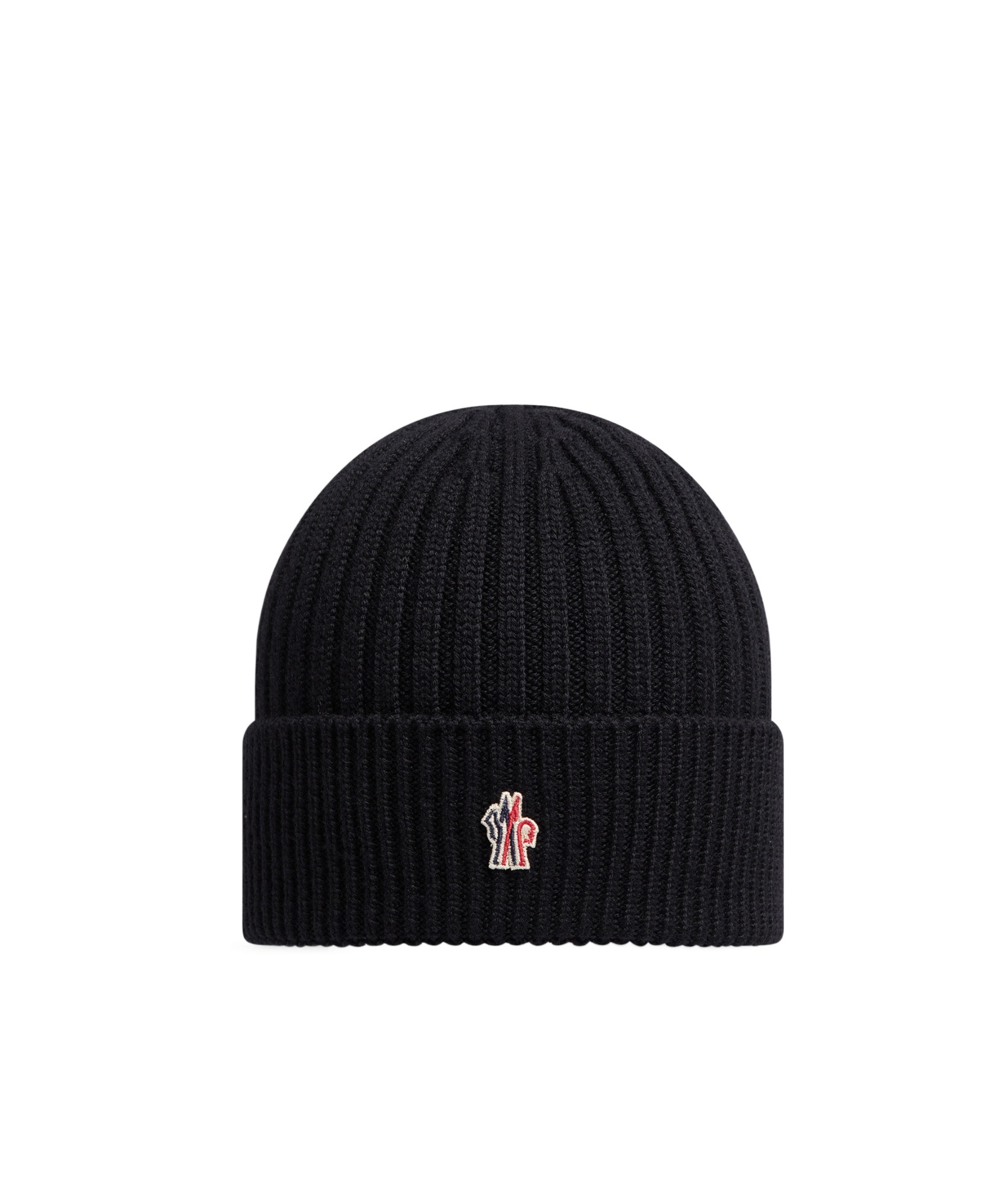 Moncler Ribbed Knit Wool Beanie In Black