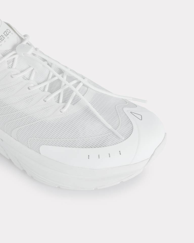 Kenzo Mesh Upper Round Toe Sneakers In White