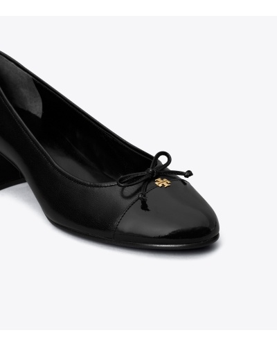 Tory Burch Bow Detailed Block-heel Pumps In Black