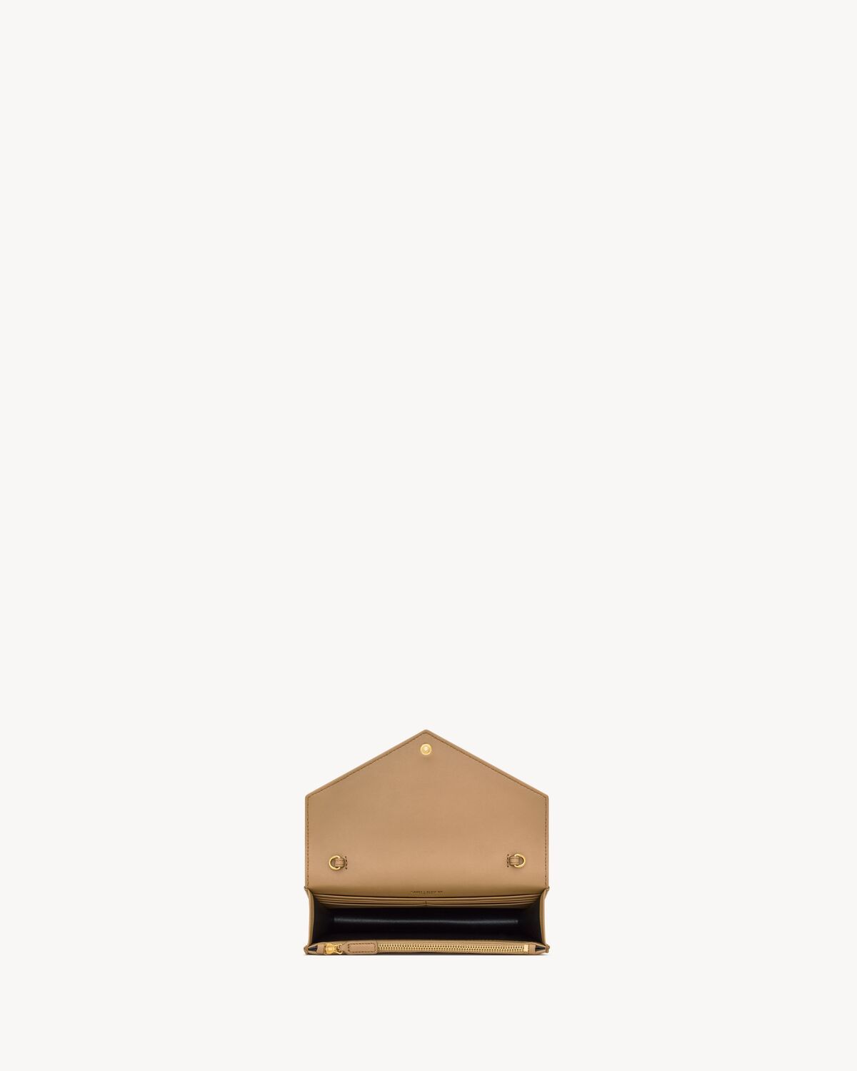 Saint Laurent Cassandre Envelope Chain Wallet In Lambskin In Brown