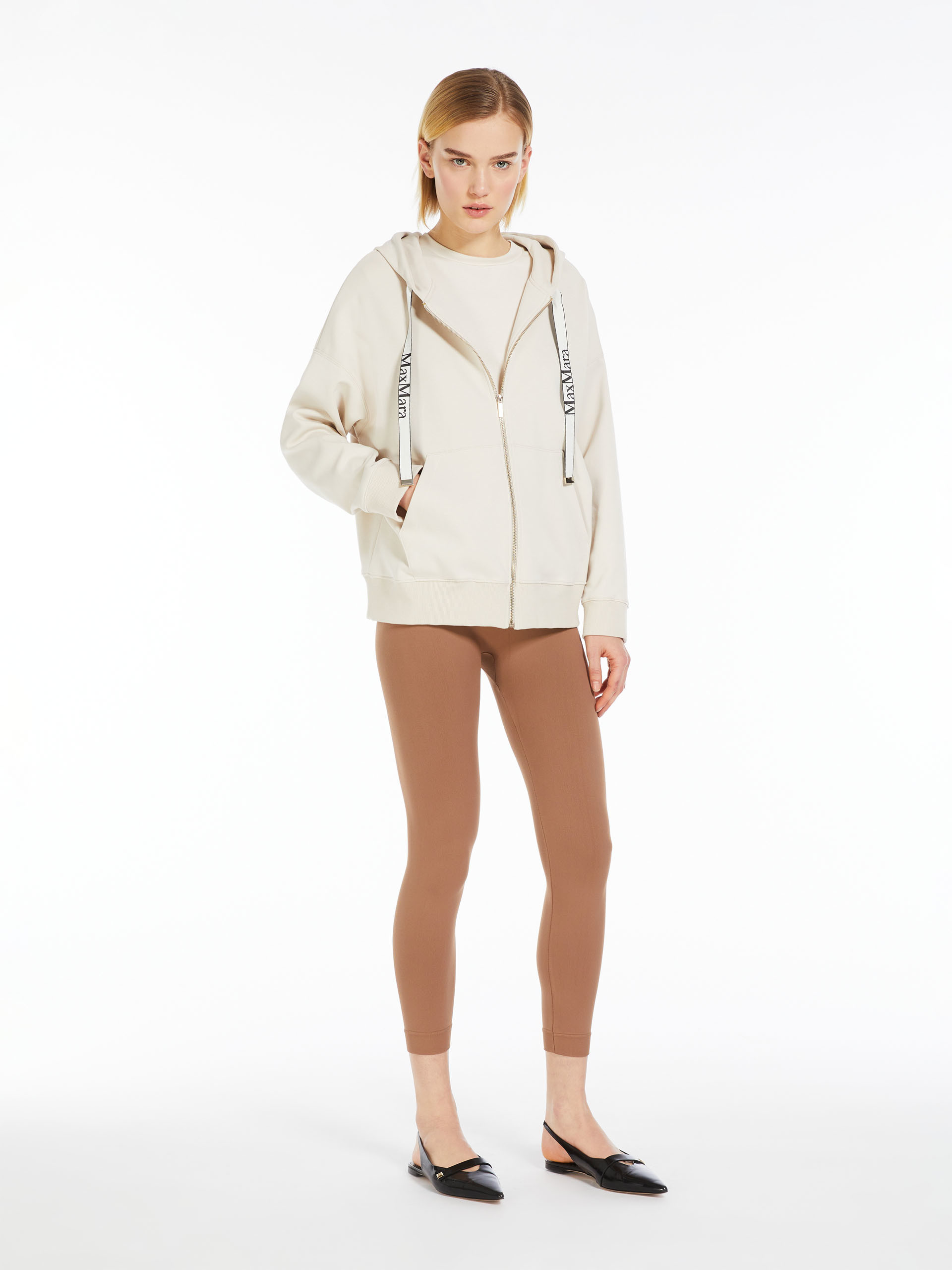 Max Mara Pull Rope Hooded Sweater In Neutral