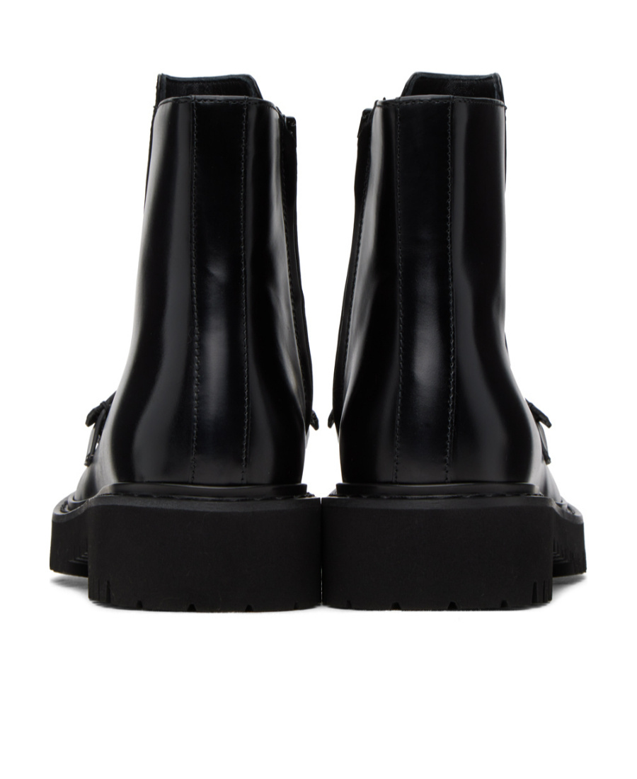 Valentino Garavani Vlogo Leather Flat Boots In Black