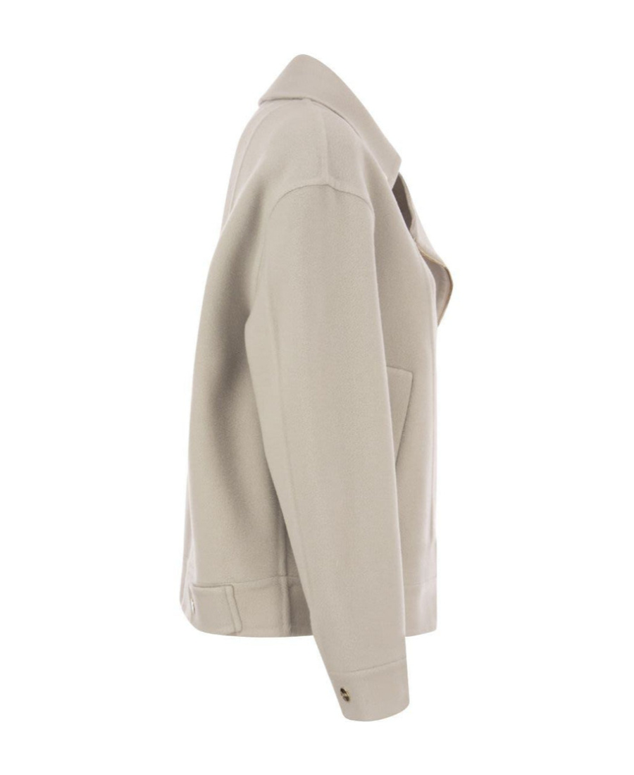 Herno Biker Jacket In Virgin Wool In Nude