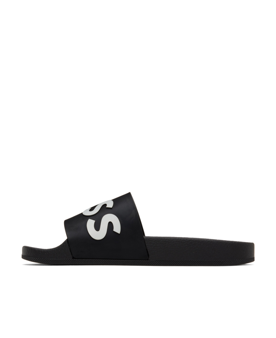 Shop Hugo Boss Bay Logo Sandals In Black