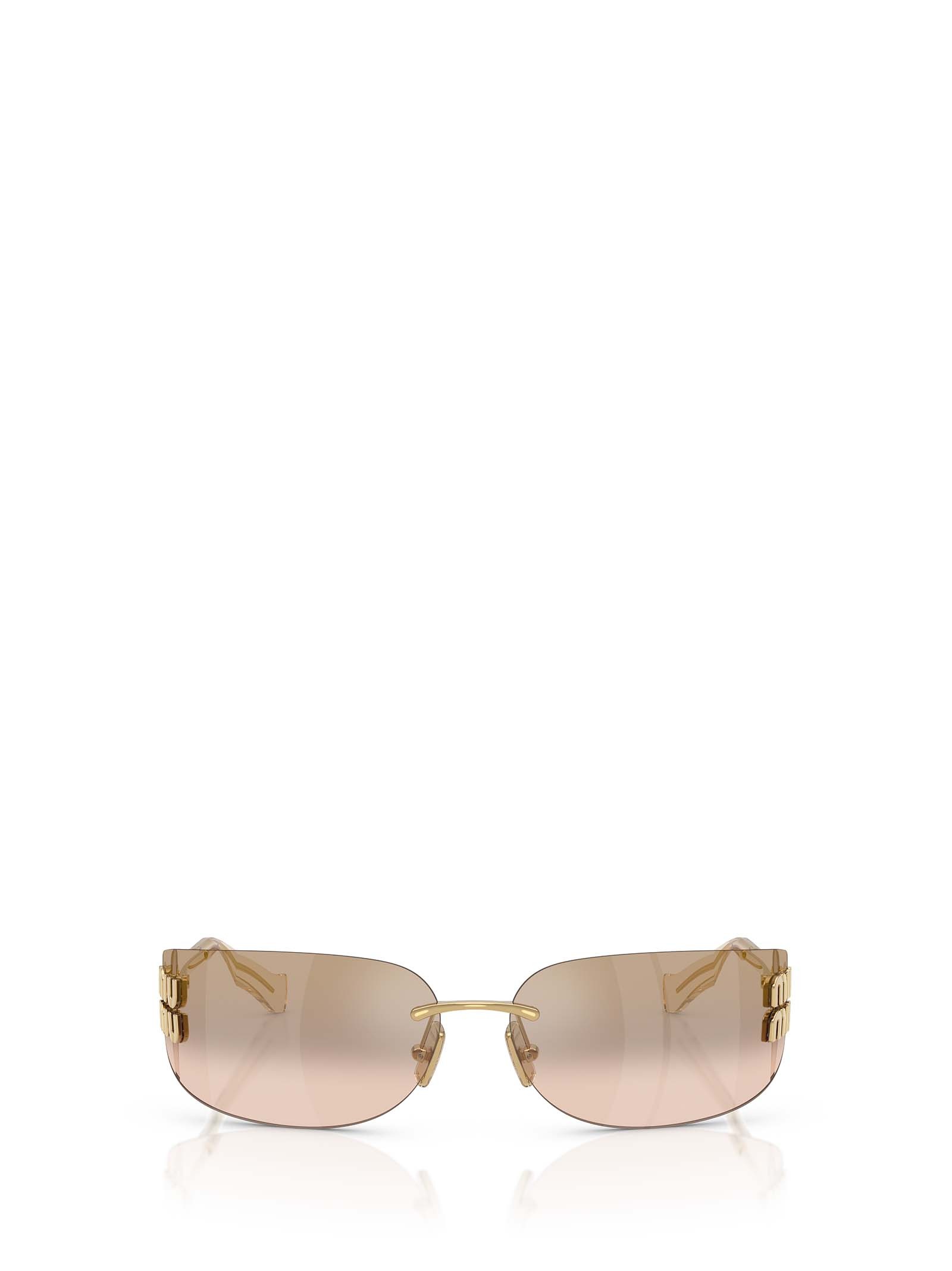 Miu Miu Logo-plaque Rimless Sunglasses In Gold