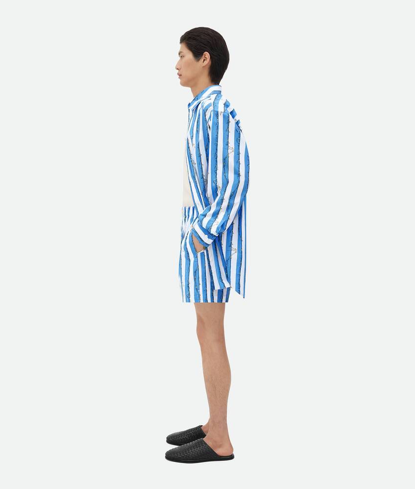 Bottega Veneta Multicolor Printed Poplin Bermuda Shorts In Blue