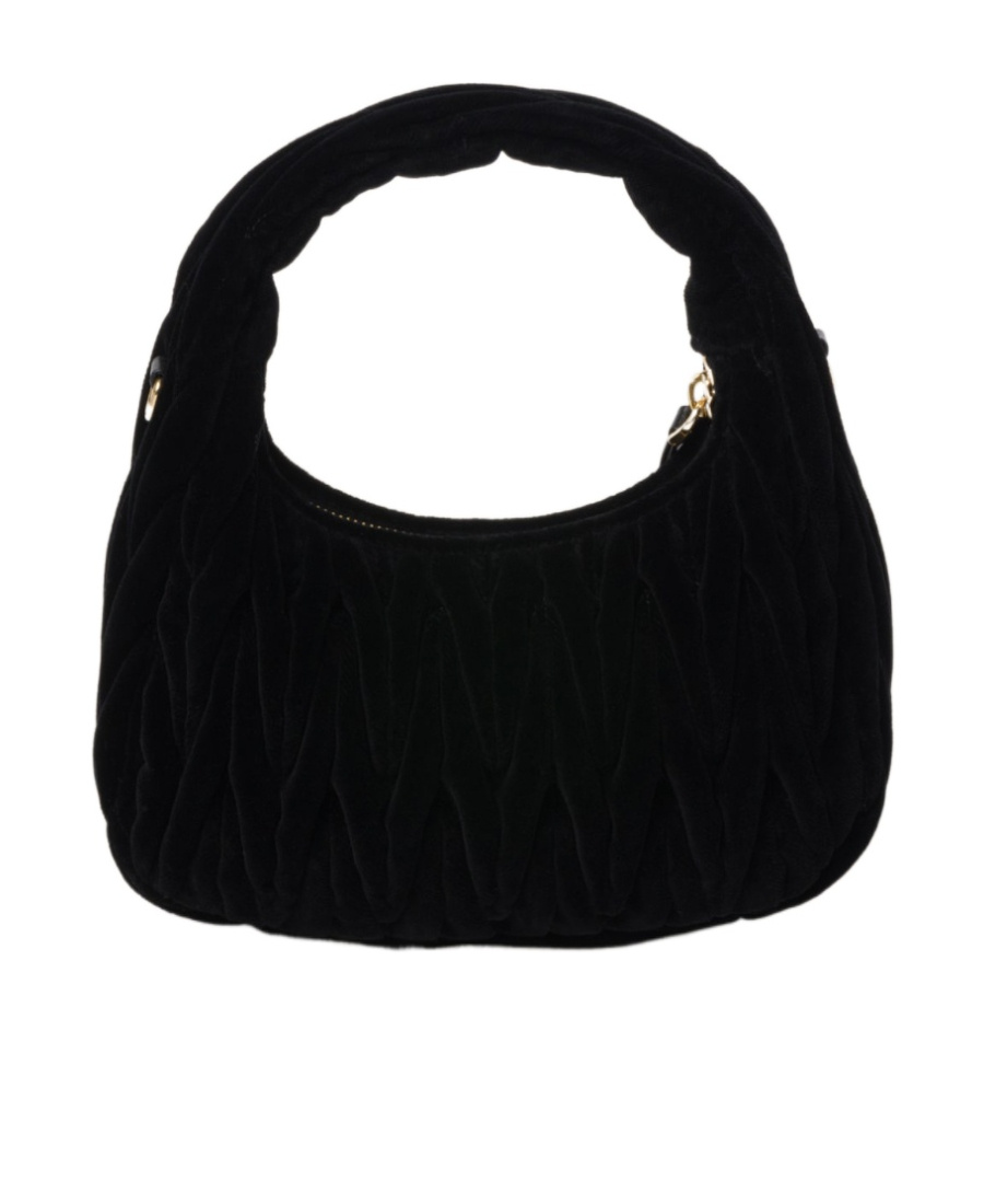 Miu Miu Small Velvet Wander Top-handle Bag In Black